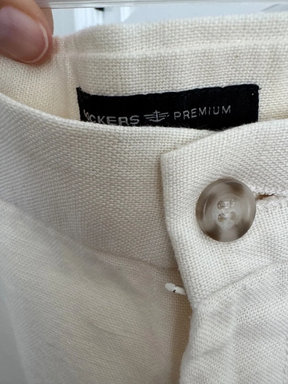Dockers Premium Men's Off-White Linen Cotton Relaxed Fit Flat Front Pants 38x32